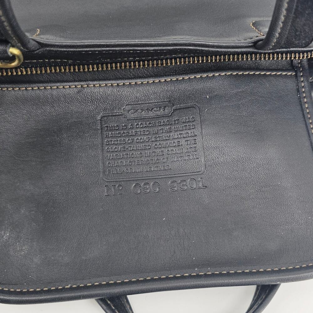 Vintage Coach 9301 Bleecker Small Basket Black Leather Double Handle Bag Purse - Picture 7 of 15